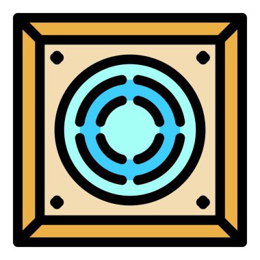 Kare havalandırma kapağı simgesi renk ana hatları vektörü