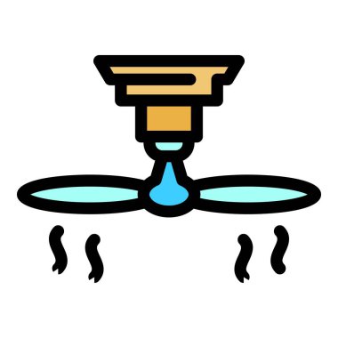 Dönen tavan fan simgesi renk ana hatları vektörü