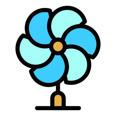 Çoklu bıçak pervane simgesi renk ana hatları vektörü