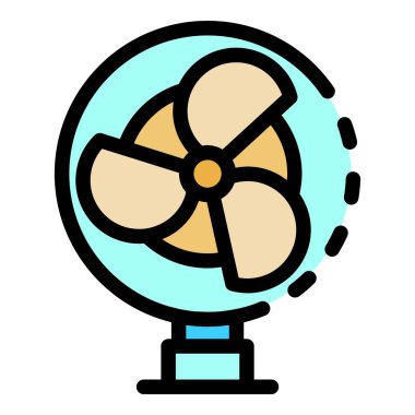 Üç bıçaklı pervane simgesi renk ana hatları vektörü