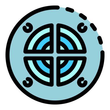 Yuvarlak havalandırma ızgara simgesi renk ana hatları vektörü