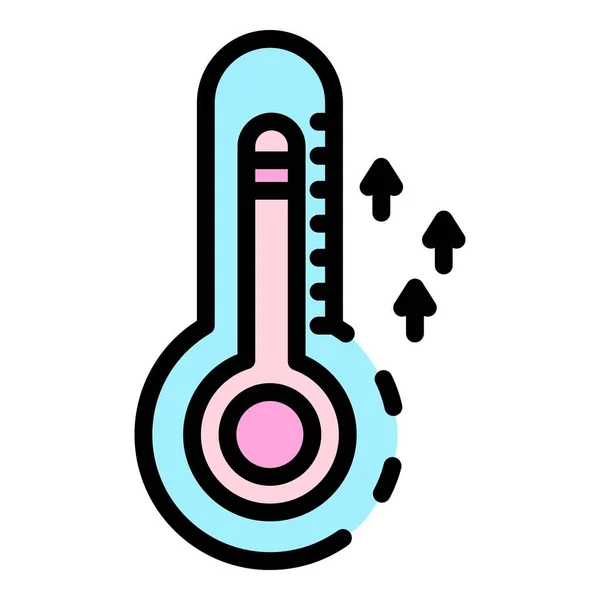 Aumentar temperatura ícone cor contorno vetor —  Vetores de Stock