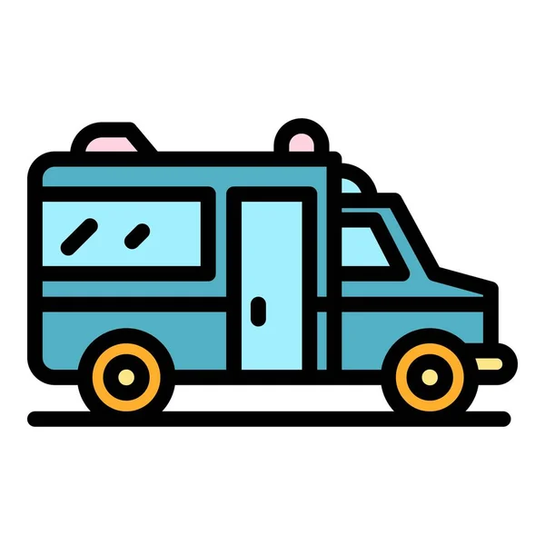Ambulanza auto icona colore contorno vettore — Vettoriale Stock