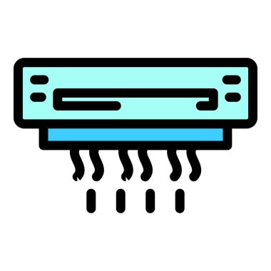 Duvar kliması alt simge renk ana hatları vektörü