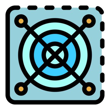 Yuvarlak ızgara plastik kapak simgesi renk ana hatları vektörü