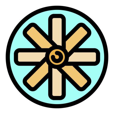 Havalandırma fan simgesi renk ana hatları vektörü