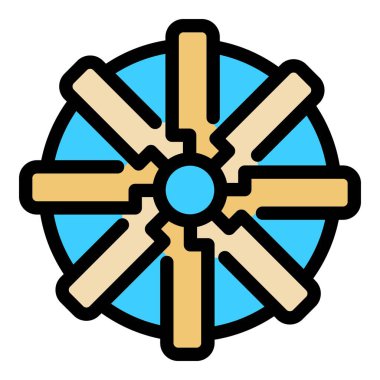 Endüstriyel havalandırma fan simgesi renk ana hatları vektörü