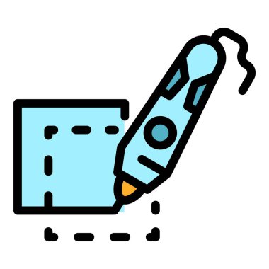 3d lazer kalem rengi dış hat vektörü