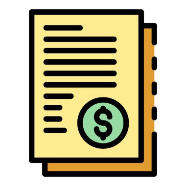 Para belgeleri yeniden yapılandırılıyor simge renk ana hatları vektörü