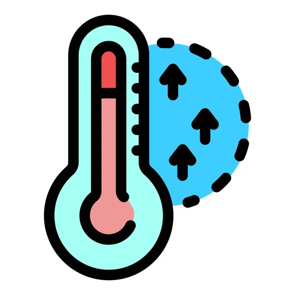 温度アイコンカラーアウトラインベクトルの上昇 — ストックベクタ