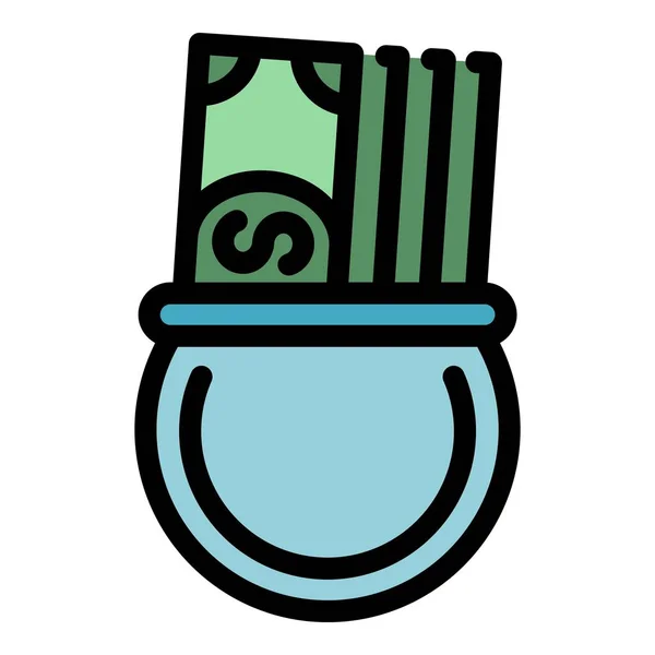 Geld kleine zak pictogram kleur overzicht vector — Stockvector