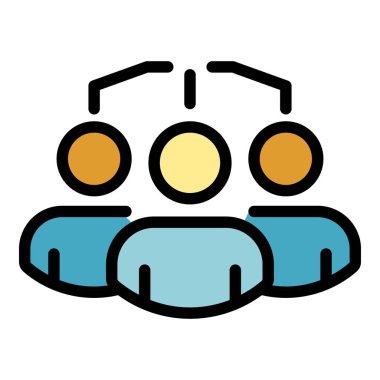 İnsanları yeniden yapılandırmak grup simgesi renk ana hatları vektörü