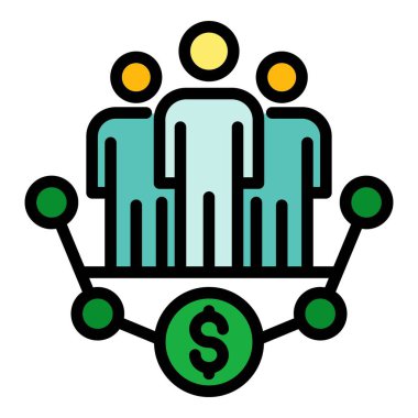 Komisyon grubu simgesi renk ana hatları vektörü