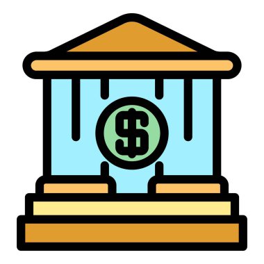 Banka para yatırımı simgesi renk ana hatları vektörü