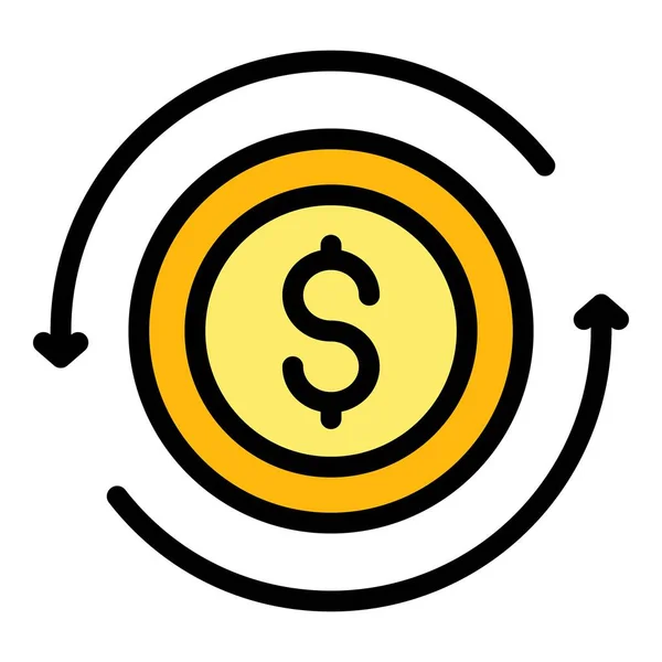 Peněžní mince převodník ikona barva obrysu vektor — Stockový vektor