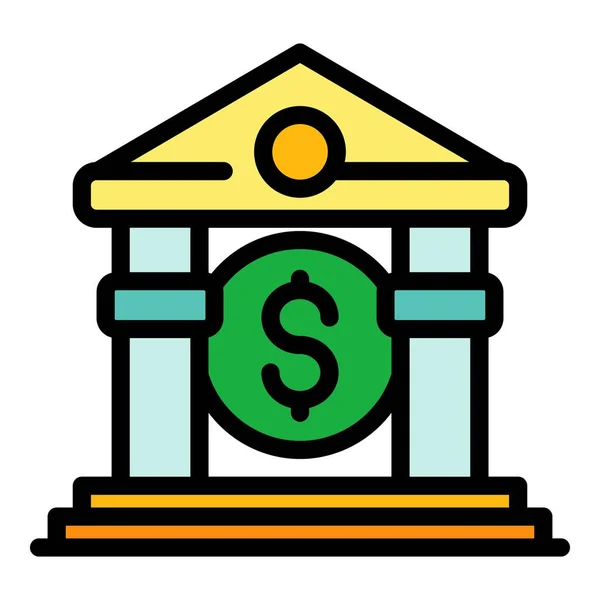 Geld gebouw pictogram kleur overzicht vector — Stockvector