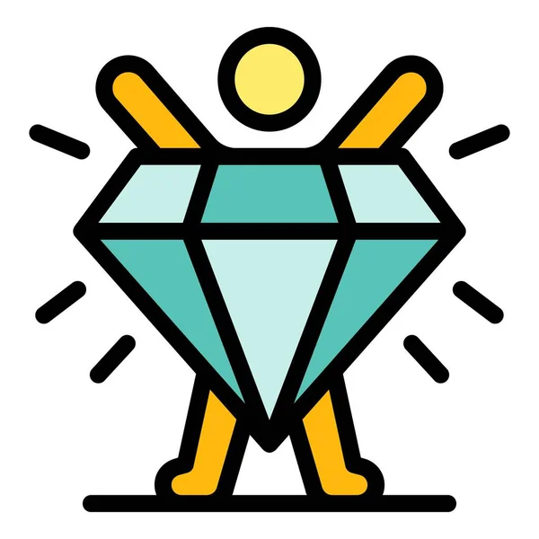 Diamond Broker Bühne Symbol Farbe Umrissvektor — Stockvektor