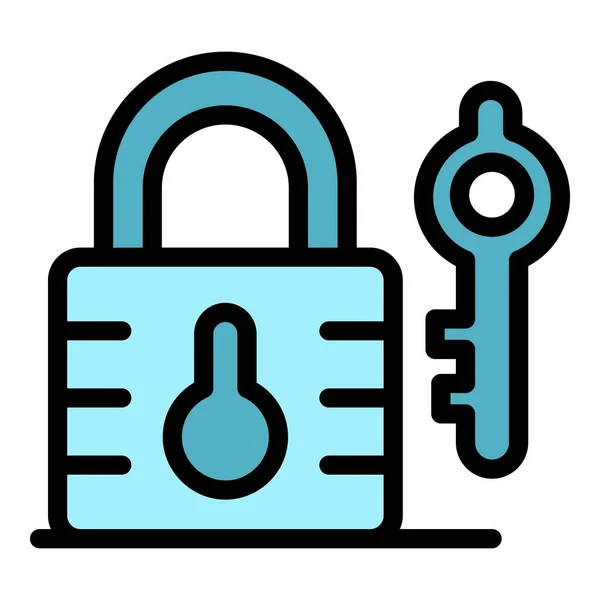 Lock und key icon Farbe Umrissvektor — Stockvektor