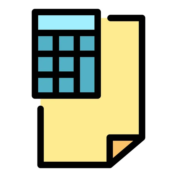 Calculatrice feuille de papier icône couleur contour vecteur — Image vectorielle