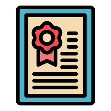 Aracı diploma simgesi renk ana hatları vektörü