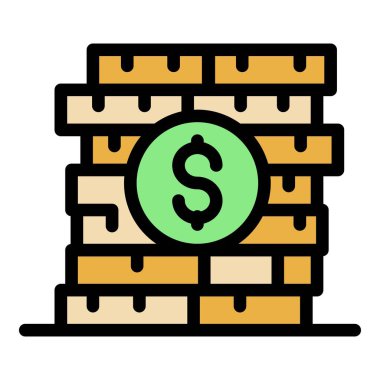 Broker bozuk para yığını renk ana hatları vektörü