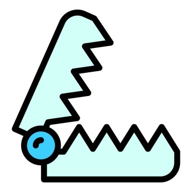 Ekipman hayvan tuzağı simgesi renk ana hatları vektörü