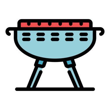 Barbekü Brezilya simgesi renk ana hatları vektörü