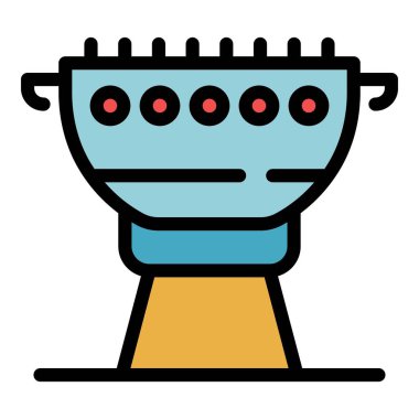 Bbq araç simgesi renk dış hat vektörü