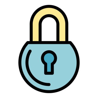 Asma kilit simgesi renk dış hat vektörü