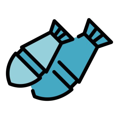 Hava bombaları simgesi renk ana hatları vektörü