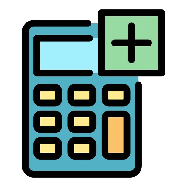 Som calculator pictogram kleur omtrek vector — Stockvector