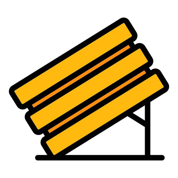 Warna ikon perangkap hewan kotak kayu garis luar vektor - Stok Vektor