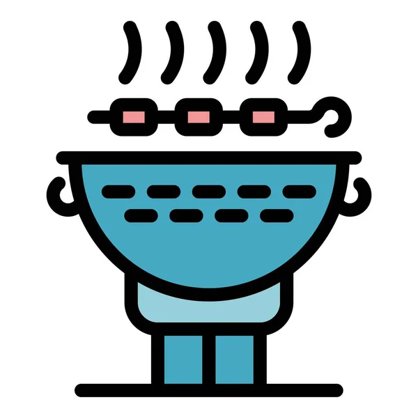 Cooking brazier icon color outline vector — Stock Vector