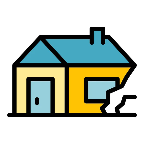 House destruction after war icon color outline vector — Stock Vector