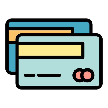 Yeni kredi kartı simgesi renk ana hatları vektörü