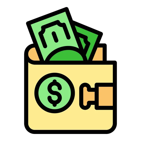 Dinero completo crédito billetera icono color contorno vector — Vector de stock