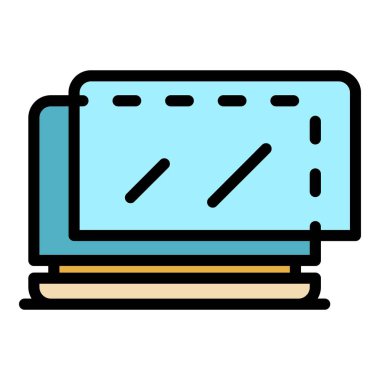Laptop koruyucu cam ikon renk ana hatları vektörü