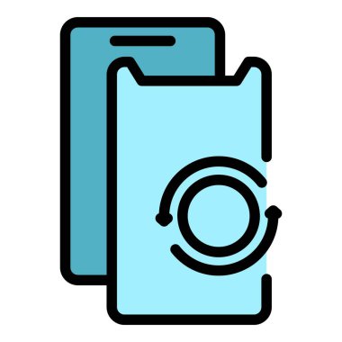 Telefon koruması cam simgesi renk ana hatları vektörü