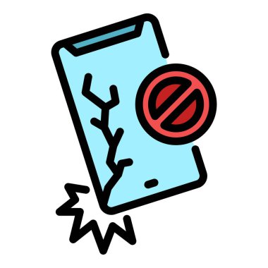 Sertleştirilmiş cam koruyucu simge renk ana hatları vektörü