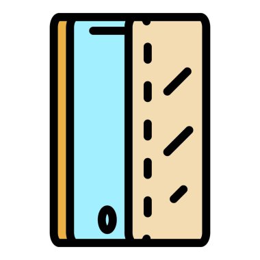 Sertleştirilmiş ekran simgesi renk ana hatları vektörü