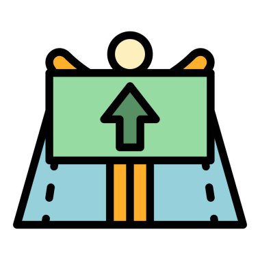 Otoyol otostop simgesi renk ana hatları vektörü