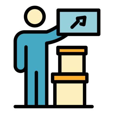 Çanta simgesi renk çizgisi vektörü ile otostop çekmek