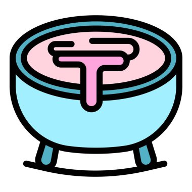 Sıcak jakuzi simgesi renk ana hatları vektörü