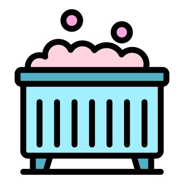 Köpük jakuzi simgesi renk ana hatları vektörü