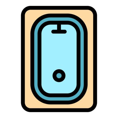 Küvet simgesi renk ana hatları vektörü