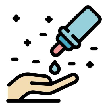 Antiseptik simge renk dış hat vektörünü ver