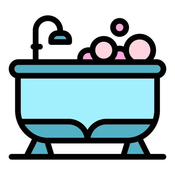 Shower bathtub icon color outline vector — Stock Vector