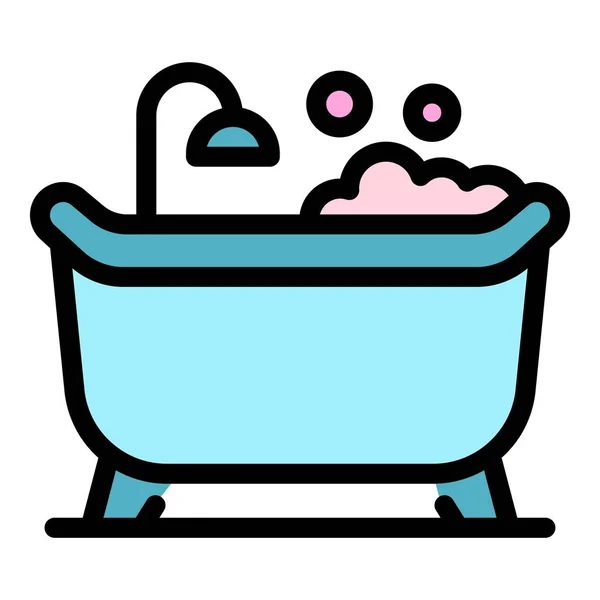 泡沫浴缸图标颜色轮廓矢量 — 图库矢量图片
