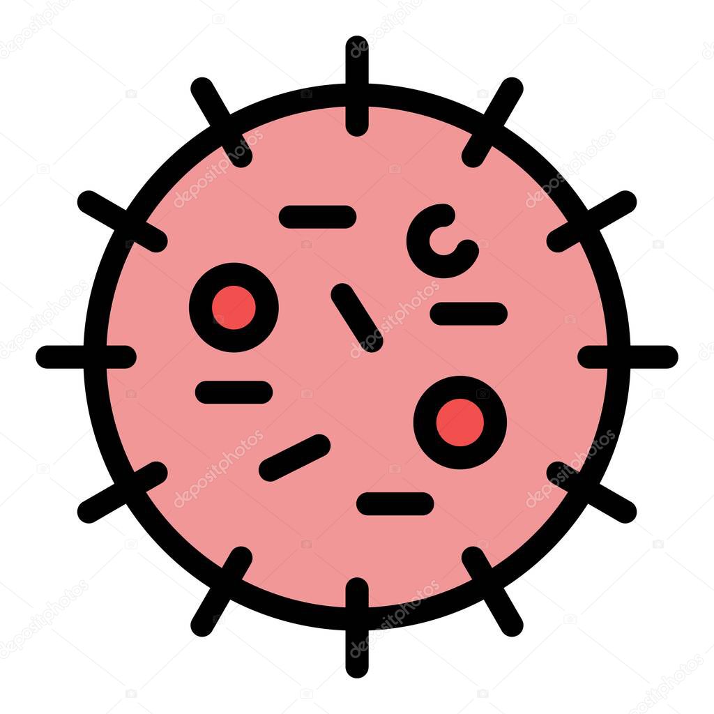 Virus cell icon. Outline virus cell vector icon color flat isolated