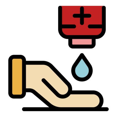 Eller dezenfeksiyon simgesi renk ana hatları vektörü